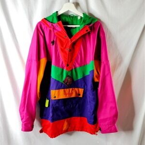 Nevica Premiere Neige Vtg 80's 90's Pink Neon Green Purple Orange Ski Jacket M